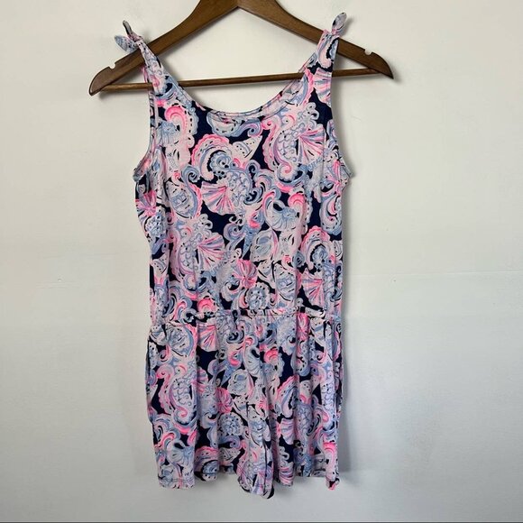 Lilly Pulitzer Girls High Tide Navy It’s For Shore Cady Romper Size L - Picture 2 of 5
